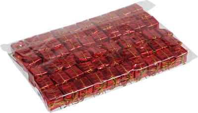 Othmar Decorations Prikkers mini cadeautjes - 60x - rood - 2,5 cm - Kerstversiering - kerststukjes versiering - minicadeautjes