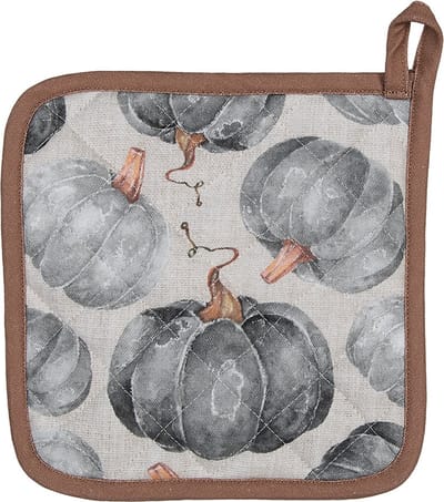 Clayre & Eef Pannenlap Overig 20x20 cm Grijs Katoen Pompoen Herfst decoratie