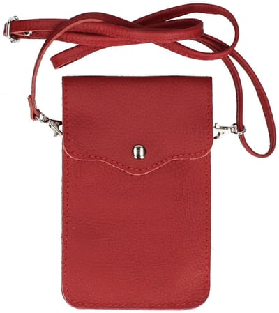 Donker Rode Leren Telefoontasje Basic - Leren Schoudertassen - Leer - leder - Dames Tas- Telefoon tasjes - Donker Rood