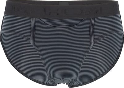 HOM Simon mini briefs HO1 (1-pack) - herenslip met horizontale gulp - zwart gestreept