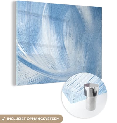 MuchoWow® Glasschilderij 120x90 cm - Schilderij acrylglas - Blauw - Acrylverf - Design - Foto op glas - Schilderijen