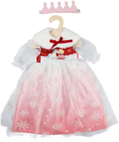 Poppenjurk Winterprinses Lumi met Kroon en Cape - Maat 28-35 cm
