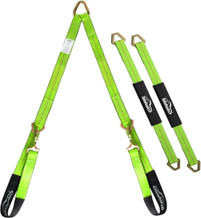 V-hoofdstel riem 2" x 4" met karabijnhaken en Cordura mouw