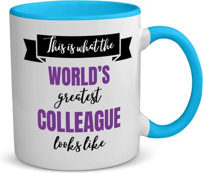 Akyol - world's best colleague koffiemok - theemok - blauw - Collega - beste collega - werk - afscheidscadeau - verjaardagscadeau - 350 ML inhoud