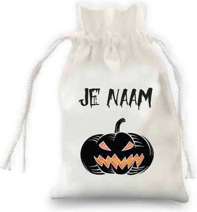 Halloween Zakje Pompoen Zwart met Naam - Snoepzakjes - Uitdeelzakjes - Halloween custom - Halloween Zakjes