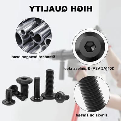 25 Stuks M5 Zwarte Hex Socket Schroeven met Inbussleutel, Roestvrij Staal, Voldraad, Cylinder Schroeven, Duurzaam en Corrosiebestendig