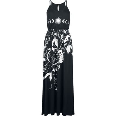 Gothicana by EMP - Gothic Maxi-jurk - Jurk met rozen en schedels - S tot M - voor Vrouwen - zwart