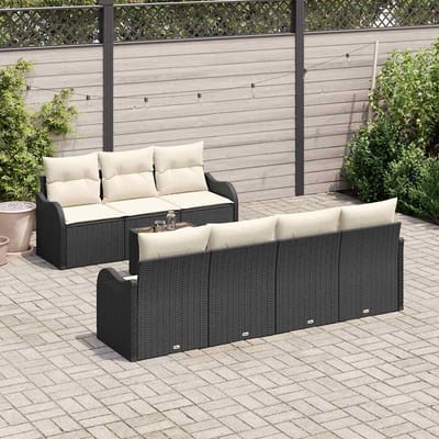 vidaXL - Tuinbank - Set - Zwart - 55 - x - 55 - x - 37 - cm - poly - rattan