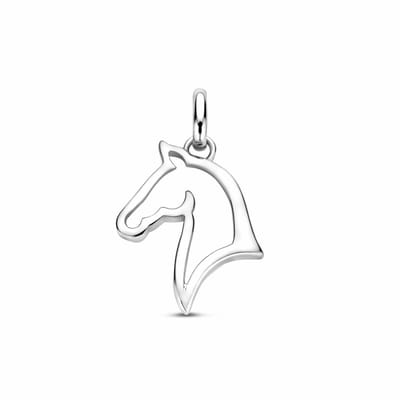 Zilveren gerhodineerde hanger paard 20 mm - 1341836