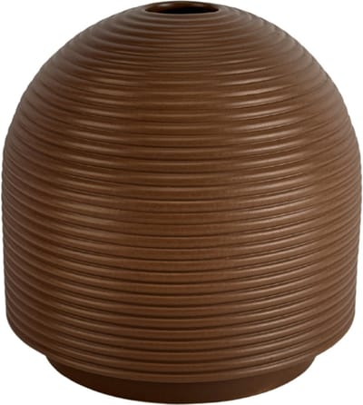 XLBoom Nova Medium Mocha - Keramische design vaas (Ø 20 cm) met ribbeltextuur - Verkrijgbaar in Cream & Mocha - Sculpturale vaas door Alain Gilles