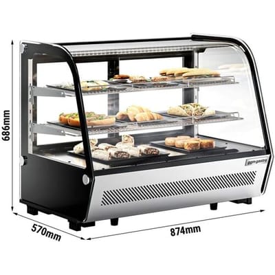 GGM Gastro Tisch-Kühlvitrine - 160 Liter - 870mm - rund - mit 2 Ablagen Zwart