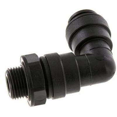 12mm x G3/8'' 90 graden L-verbinding POM Insteekfitting Buitendraad Draaibaar NBR