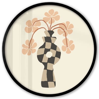 Poster in lijst Rond - Fotolijst 40x40 cm - Posters - Bloemen - Vaas - Abstracte kunst - Modern - Ronde posterlijst zwart - Decoratie - Wanddecoratie woonkamer - Muurdecoratie slaapkamer