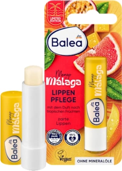 Balea Lippenbalsem Mango Malaga | 4,8 g - Zomersfruit - Mango | Voor Soepele en Zachte Lippen - Met Sheaboter en Biologische Kokosolie | Limited Edition 2025