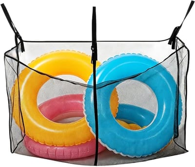 Opbergnet Zwembad - Speelgoedtas - Orde Scheppen - Verstelbare Riemen - 145 cm - Zwart