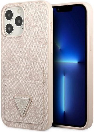 Guess 4G Double Card Back Case geschikt voor Apple iPhone 13 Pro (6.1") - Roze