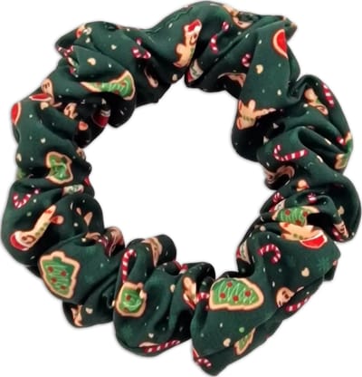 Kerst Scrunchie Voor Baasjes - Kleurrijke Haarelastiek - Groen - Kerstmis - Gingerbread - Howliday Crumbles - Paw My God!