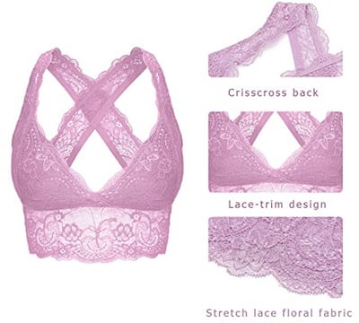SHEKINI Dames BH Zonder Beugel Kanten Beha Comfortabele V-Hals Bralette Zachte Bustier met Gevoerde Bh’s voor Elke Dag