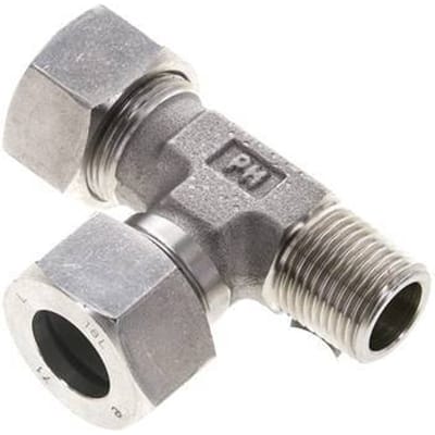 18L & R1/2'' RVS L-vorm Snijringkoppeling Buitendraad 315bar ISO 8434-1
