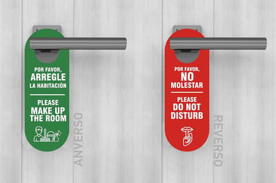 Deurbordjes Niet Storen - Privacy Hangers - Kamer Rust - Dubbelzijdig Tekst - 8x25cm - Rood Groen