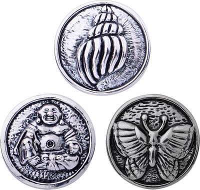 Quiges - Chunk 18mm Click Button Drukknoop Set van 3 Stuks Zilverkleurig Boeddha & Dieren - EBCMSET019