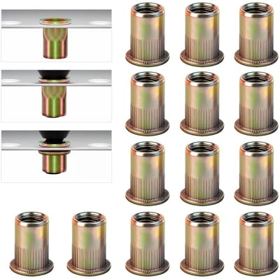 105 stuks blindklinkmoeren M8, verzinkte blindklinkmoeren set M8, schroefdraadmoeren, ronde platte kop insteekmoeren met schroefdraad voor platen, metalen platen, buizen, elektrische apparaten