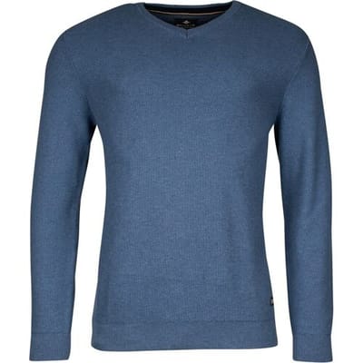 Baileys Trui V-Neck Cotton Structure Knit Denim Blue / male