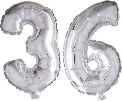 Folieballon 36 jaar Zilver 66cm