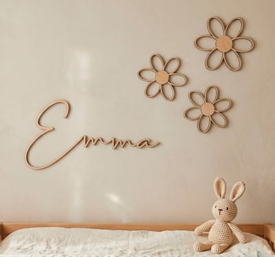 Gepersonaliseerde houten naam met bloemen – muurdecoratie kinderkamer – baby meisje cadeau – kraamcadeau – houten naam bord – nursery decor – babykamer accessoire – uniek gepersonaliseerd cadeau