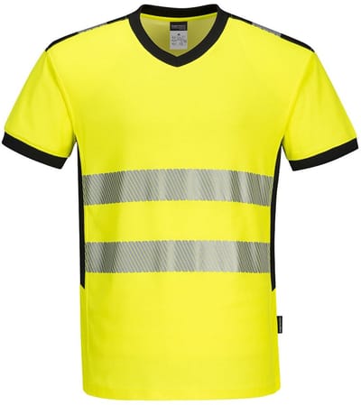 Portwest PW3 Hi-Vis T-shirt met V-hals PW310 - Geel/Zwart - 4XL
