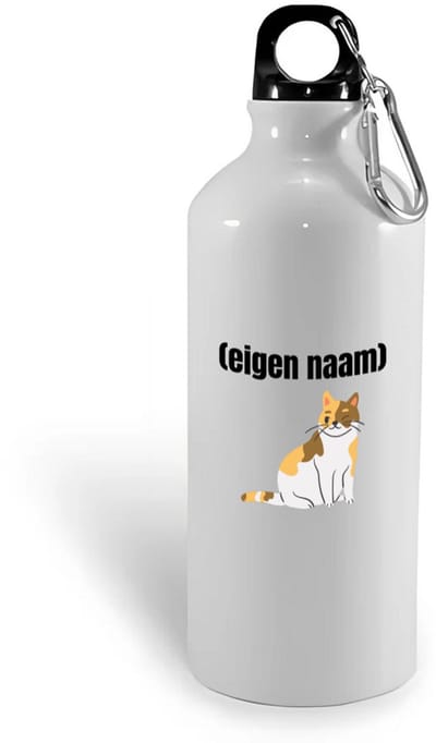 Hacebo® - kat met eigen naam waterfles - Katten - katten liefhebbers - iemand die houdt van katten - verjaardag - cadeau - kado - water fles - 400ML