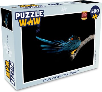 Puzzel Vogel - Veren - Tak - Zwart - Legpuzzel - Puzzel 500 stukjes