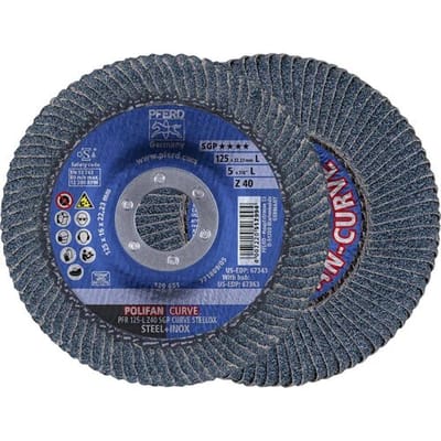 PFERD TOOLS 69398196 PFR 125-L Z 40 SGP CURVE STEELOX Lamellenschijf Diameter 125 mm Korrelgrootte (num) 40 2 stuk(s)