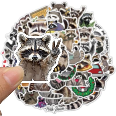 50 PIÈCES Autocollants Raton Laveur Dessin Animé Animal Mignon Compte Étudiant Coque de Téléphone Ordinateur Portable Bagages Bouteille d'Eau Autocollants Imperméables
