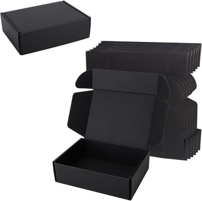 6 Stuks Zwarte Verzenddozen 17 x 12 x 5 cm, Vouwdozen met Deksel voor Cadeaus, Bruiloften en Feesten