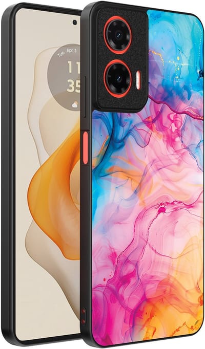 Smartphonica Telefoonhoesje Geschikt voor Motorola Moto G Stylus 2024 met Regenboog Acryl Marmer Opdruk - TPU Backcover Case Rainbow Acrylic Marble Design geschikt voor Motorola Moto G Stylus 2024