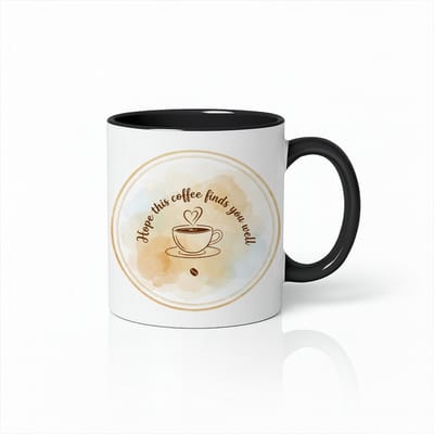 Hope This Coffee Finds You Well Mok 330ml – Wit-Zwarte Koffiemok met Elegant Waterverf Ontwerp – Perfect Cadeau voor Koffieliefhebbers
