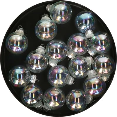 Othmar Decorations mini kerstballen - 16x st - transparant parelmoer - glas - 3 cm