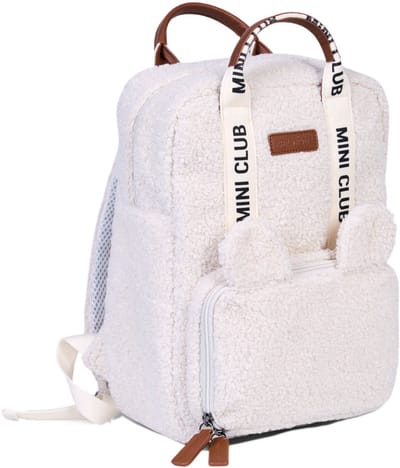 Childhome Kinderrugzak Mini Club – Teddy Ecru – Kleuterrugzak met lunchvak en isolatiezakje – 32x23x10 cm