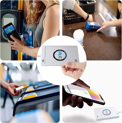 RFID en NFC Lezer met Snelle Schrijffunctie, ACR122U ISO 14443A/B en Gratis Software (Wit)