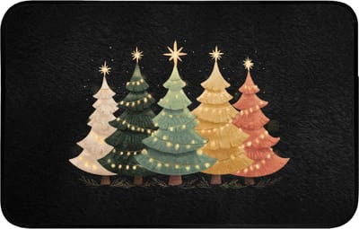 WC mat 80x50 cm - Antislip - Kerstbomen - Kleurrijk - Lichtjes - Ster - Toiletmat - Vloermat - Douchemat - Toilet tapijt - Toiletmatten