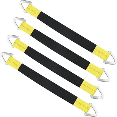 Spanbanden Set - Asriemen Transportbanden - Autotransport Beveiligen - Met Beschermhoes - 24 x 2 inch - Zwart