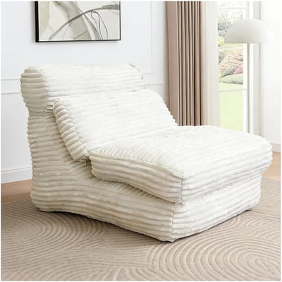 HAUSS SPOLE Slaapbank Lounger Met Verstelbare Rugleuning - 2 In 1 Zit En Loungebed - Voor Slaapkamer En Woonkamer - Flanel Wit