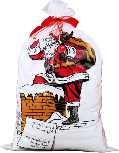 Kerstman Sacks - Kerstzakken Cadeauzakken - Kerstcadeaus Inpakken - Grote Capaciteit - 75 x 50 cm - Rood