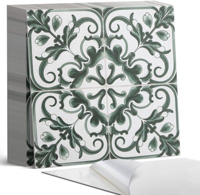 Coloray Plaktegels - Plantenpatroon in vierkanten Zelfklevende Tegels - 20 cm x 20 cm - Groente Plaktegels - 20 stuks - Vierkant PVC Tegels - Plaktegels Badkamer - Plaktegels Vloer - Vinyl Tegels - Wandtegel Zelfklevend