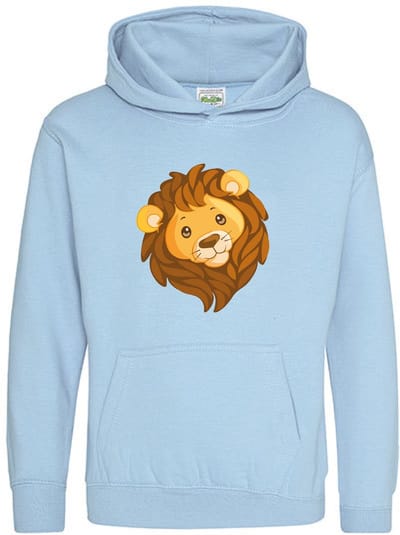 Pixeline Hoodie Leeuw Face Sky Blue 1-2 jaar - Pixeline - Trui - Stoer - Dier - Kinderkleding - Hoodie - Dierenprint - Animal - Kleding