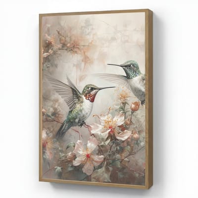 Wandlamp 70x100 cm - Oplaadbaar - Kolibrie - Vogels - Bloemen - Planten - Wandlampen binnen woonkamer - Slaapkamer lamp - Decoratieve nachtlamp - Vloerlamp draadloos