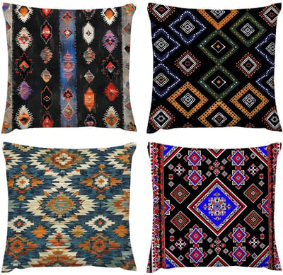 Tuinkussens voor buiten, waterdicht, 4 stuks, boho-geometrie, kussenslopen voor terras, 50 x 50 cm, tuin, woonkamer, bank, woondecoratie, verborgen ritssluiting, 50 x 50 cm, D-50