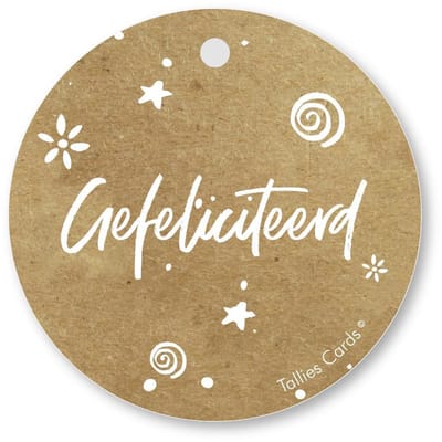 Tallies Cards - kadokaartjes  - bloemenkaartjes - Gefeliciteerd - Kraft Look a Like - set van 5 kaarten - verjaardagskaart - verjaardag - felicitatie - proficiat - 100% Duurzaam