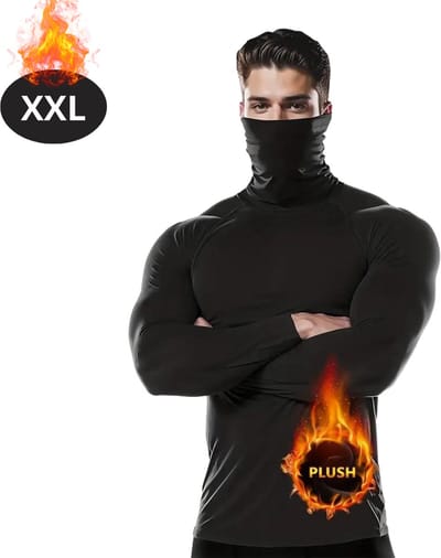 Bovista Thermokleding Heren - Thermoshirt - Gezichtsverwarming - Nekverwarming - Winter - Lange Mouwen - Zwart - XXL